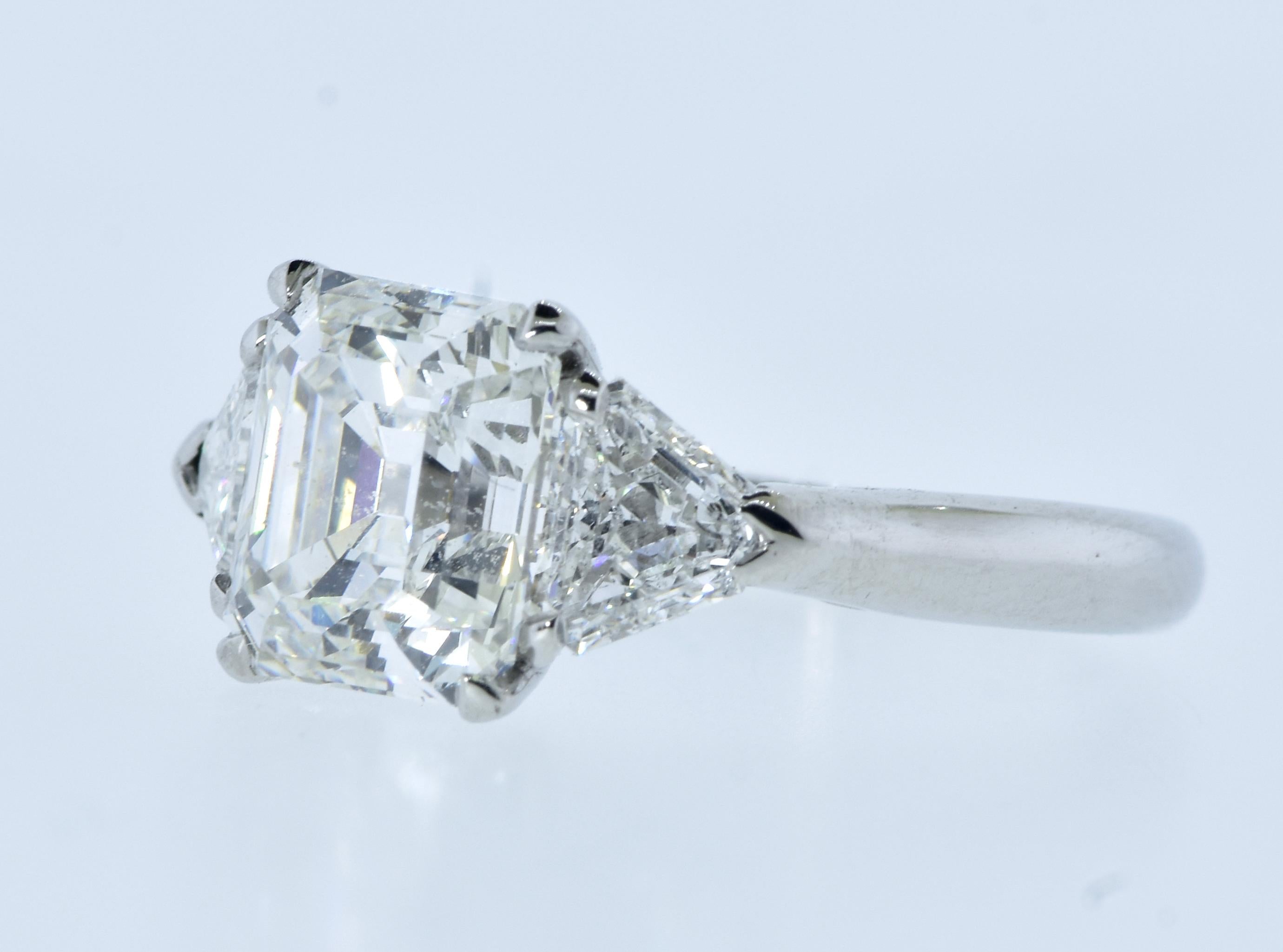 GIA Graded D, SI1, Vintage Platinum Asscher Cut 2.23 Carat Diamond Ring For Sale 2