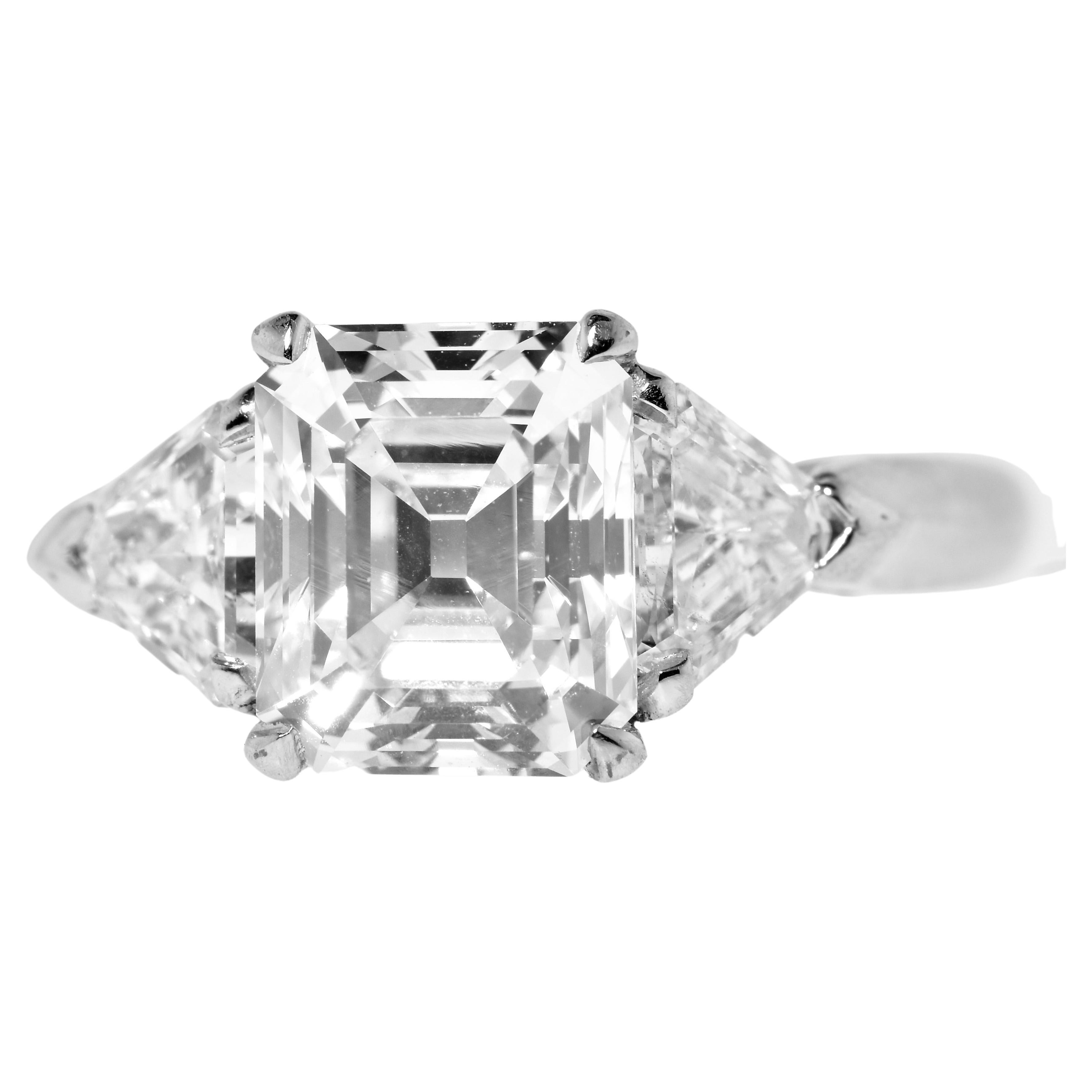 GIA Graded D, SI1, Vintage Platinum Asscher Cut 2.23 Carat Diamond Ring For Sale