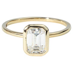 GIA Certified D VVS1 1ct Emerald-Cut Diamond Solitaire Ring in 18K Yellow Gold