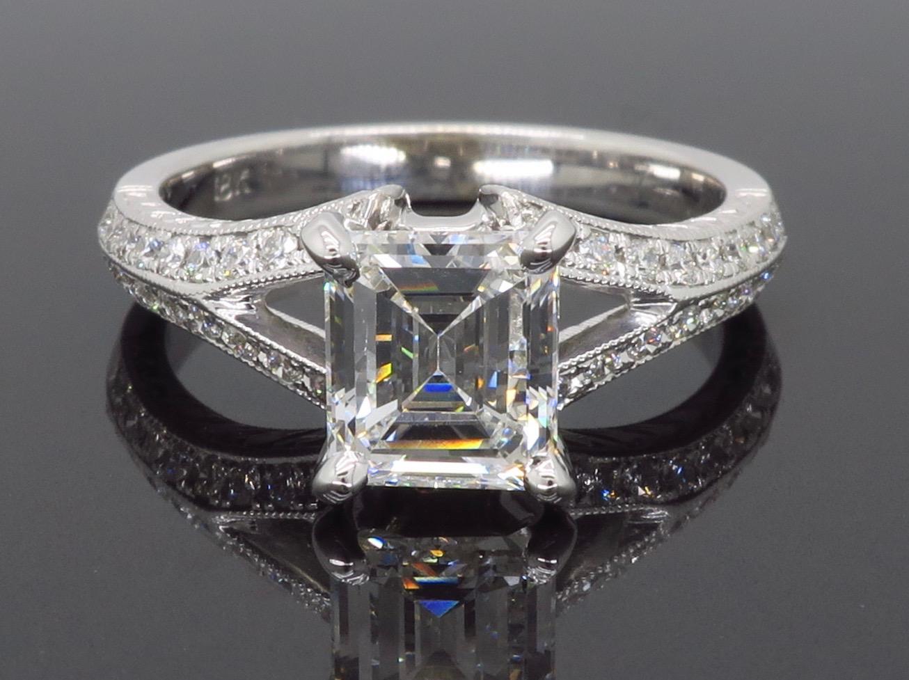 GIA Certified D VVS2 Emerald Cut Diamond Engagement Ring In New Condition In Webster, NY