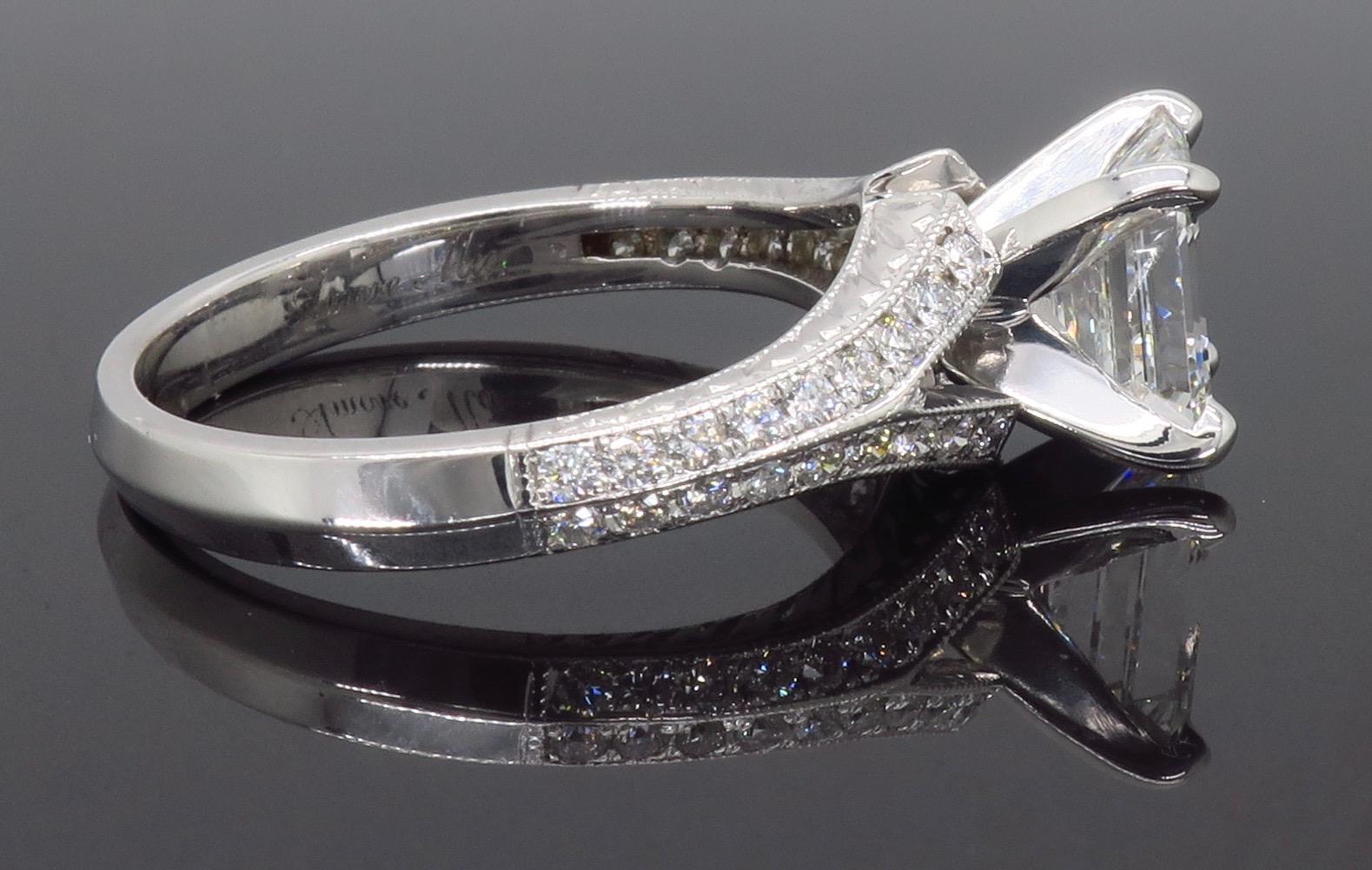 GIA Certified D VVS2 Emerald Cut Diamond Engagement Ring 3