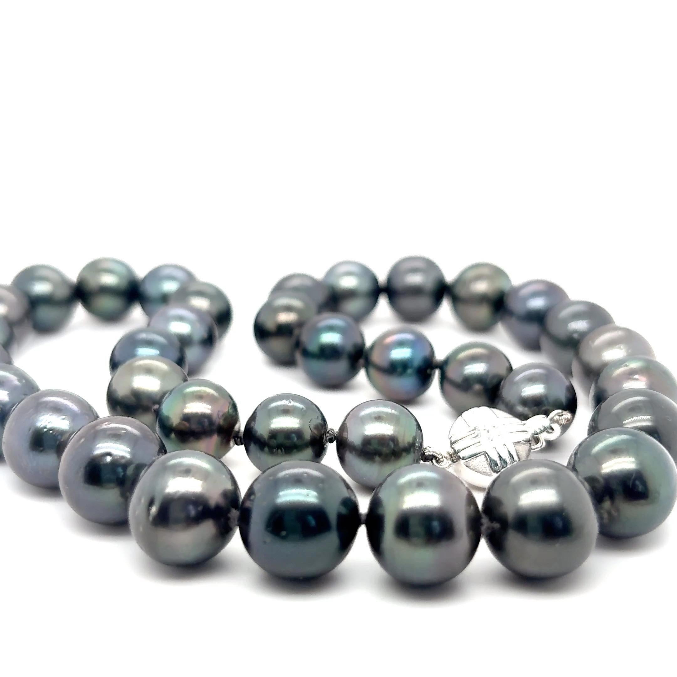 GIA-zertifizierte dunkle Tahiti-Perlenkette mit Weißgold-Verschluss im Angebot 5