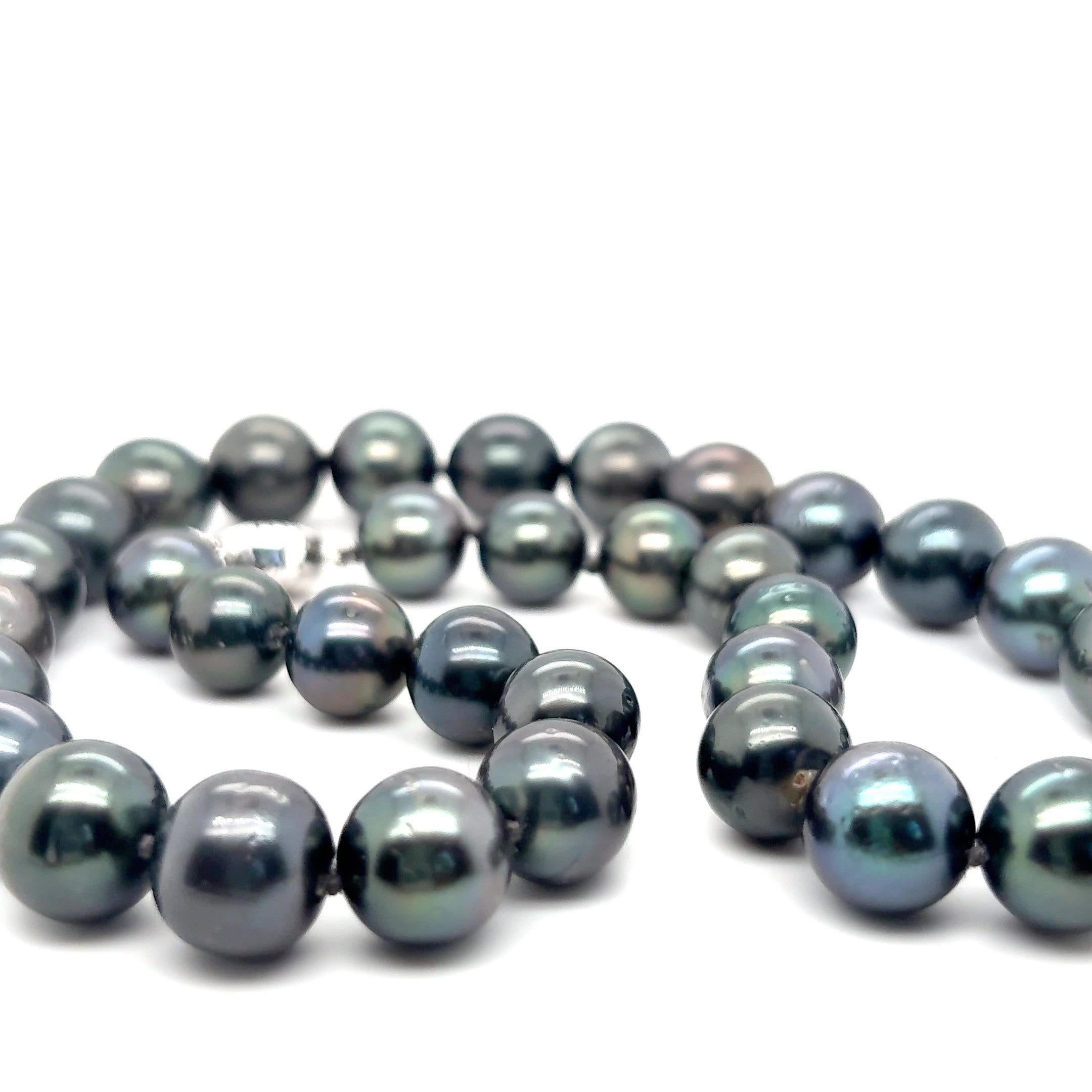 GIA-zertifizierte dunkle Tahiti-Perlenkette mit Weißgold-Verschluss im Angebot 6