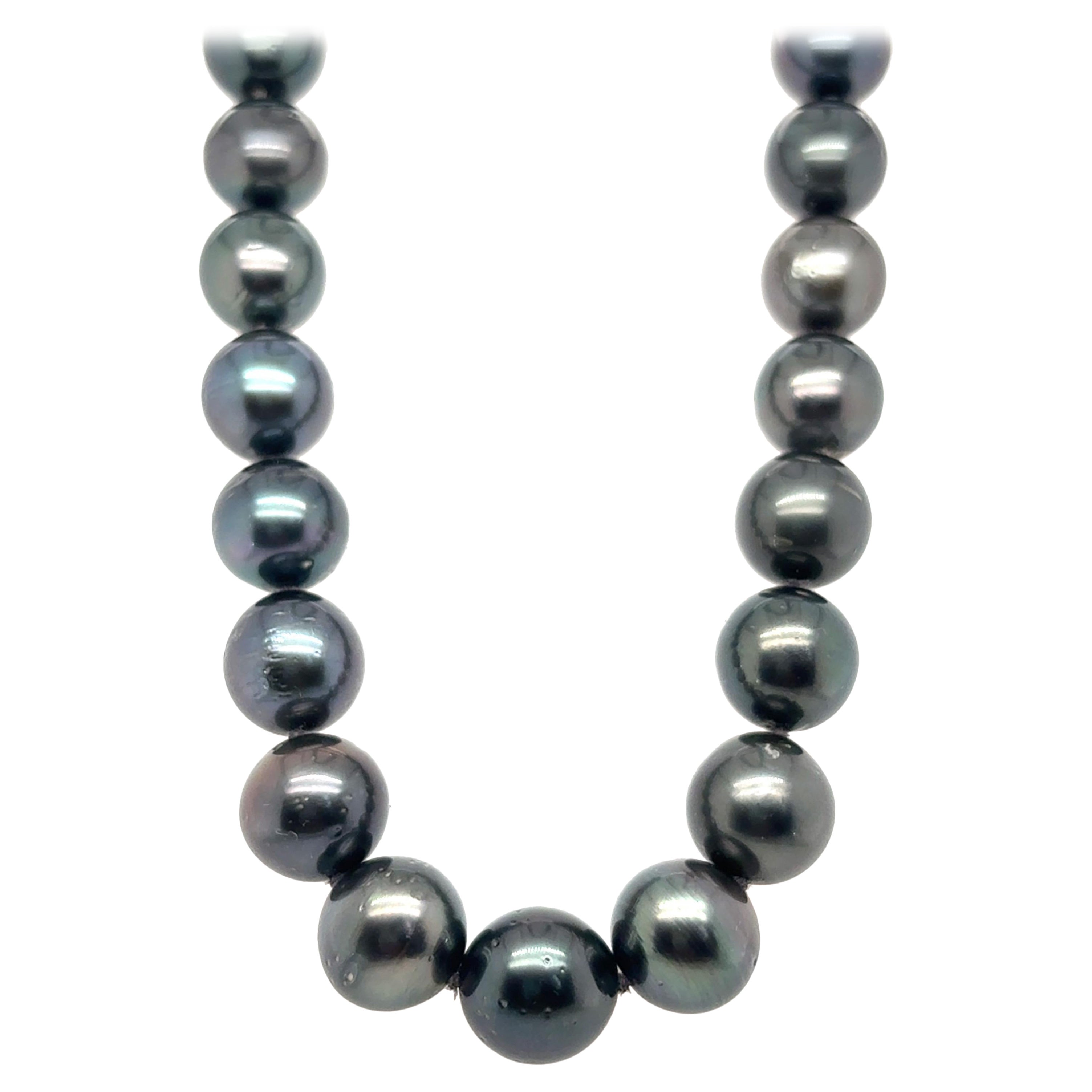 GIA Certified Dark Tahitian Pearl Necklace with White Gold Clasp