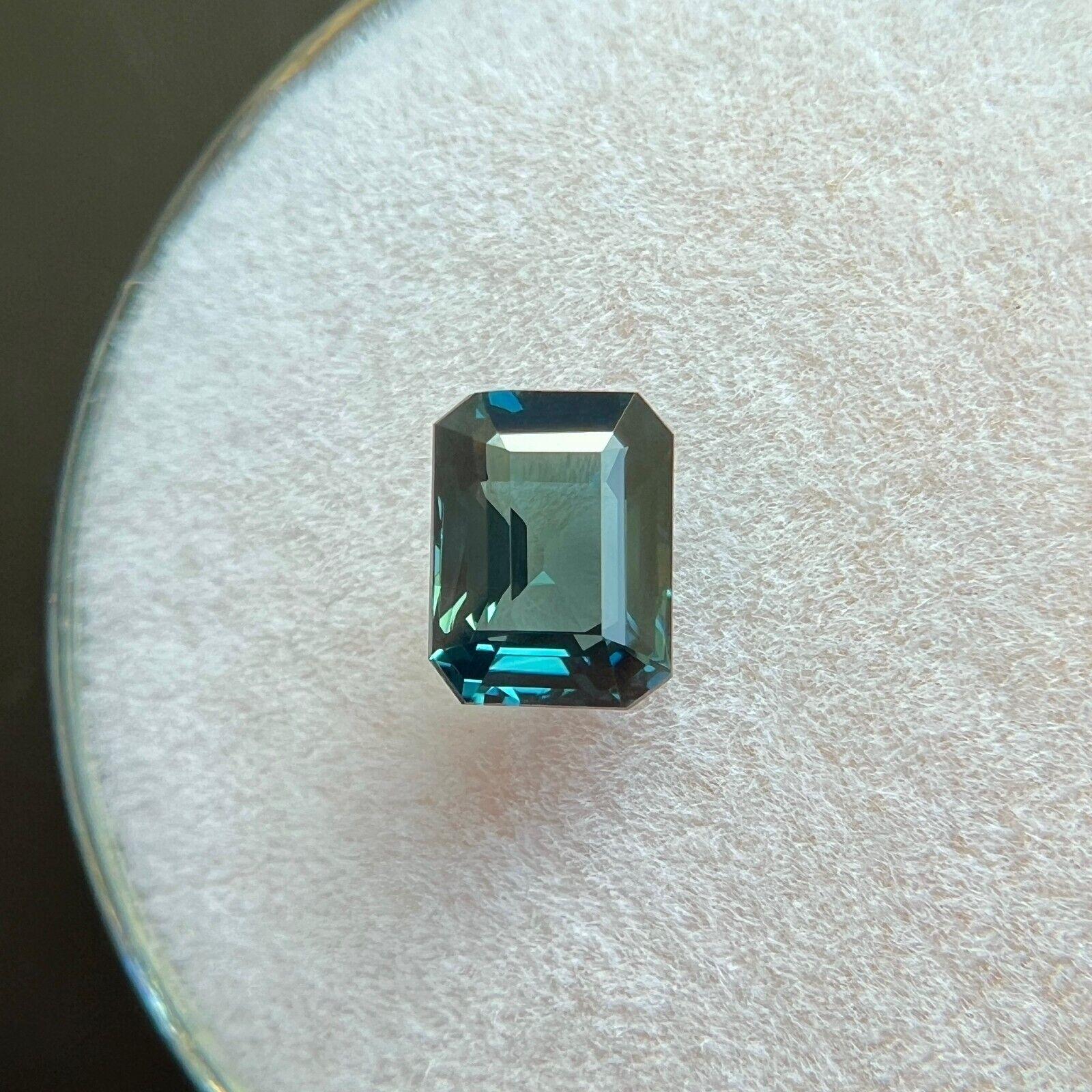Zafiro Azul Verde Profundo Certificado por GIA 0,93ct Octágono Talla Esmeralda Sin Calentar Corte esmeralda en venta