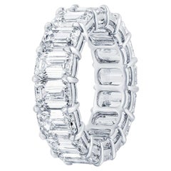 GIA Certified DEF Color 12.27 Carat Emerald Cut Diamond Eternity Band Ring