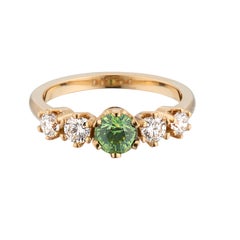 GIA Certified Demantoid Garnet Diamond Yellow Gold Engagement Ring