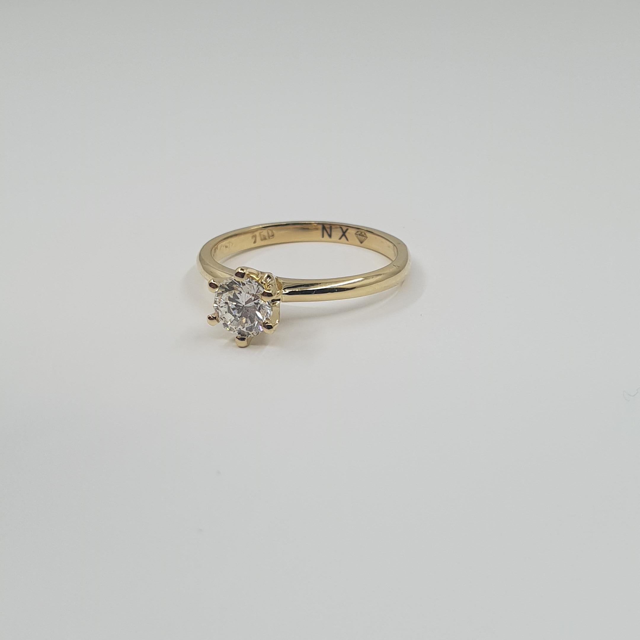 GIA-zertifizierter Diamant 0,50 H/SI1 Solitär-Ring 750 Gold in 6 Zackenfassung im Zustand „Neu“ im Angebot in Darmstadt, DE