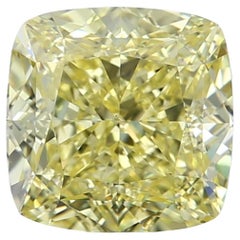 Used GIA Certified Diamond 2.00-2.05 Carat VVS2, Fancy Intense Yellow, Cushion Cut