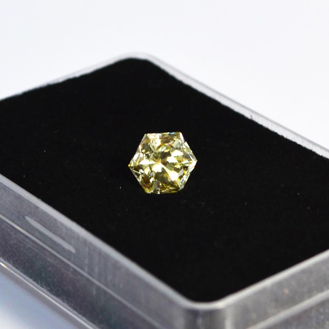 Hexagon Cut GIA Certified Diamond 2.18ct Fancy Light Yellow VVS2  For Sale