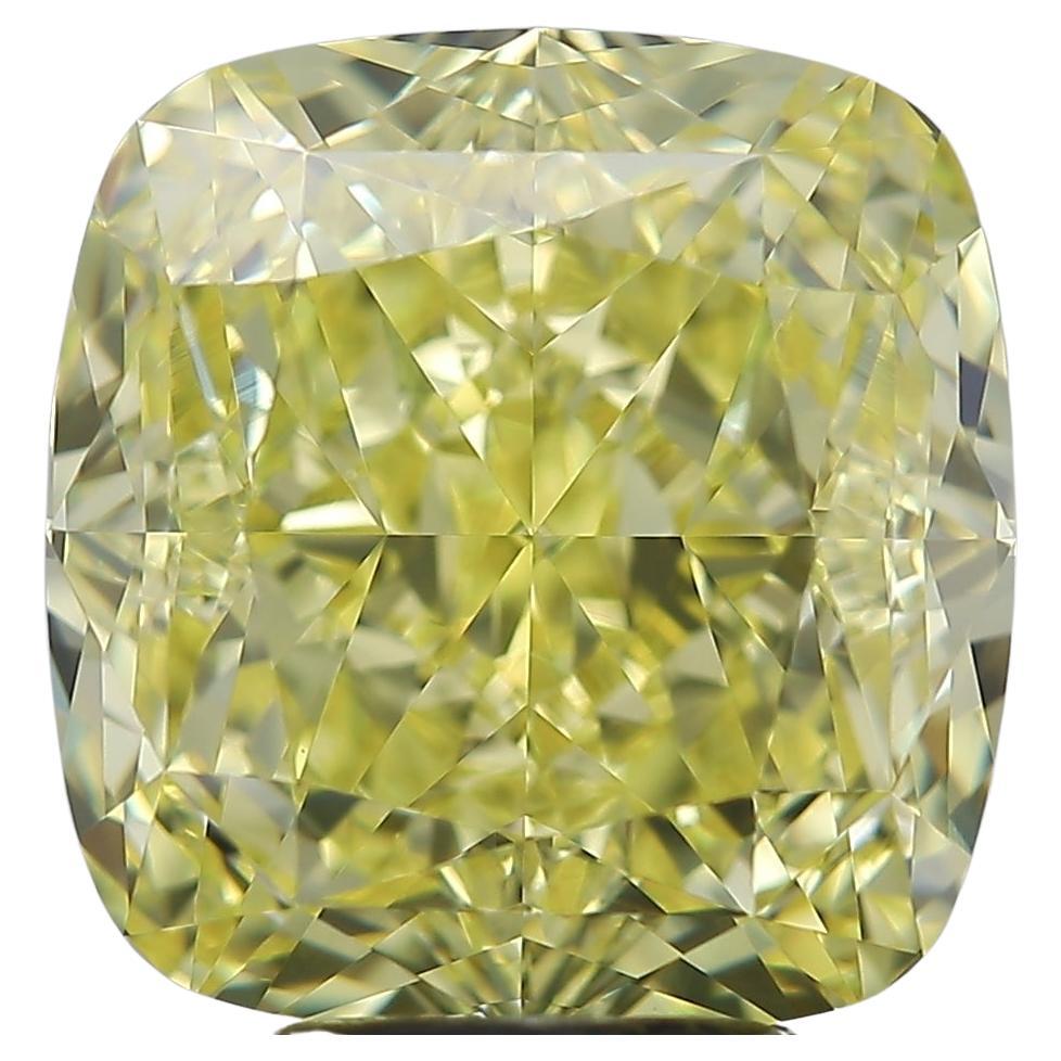 GIA Certified Diamond 4.00-4.10 Carat VVS, Fancy Intense Yellow, Cushion Cut For Sale