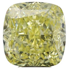 GIA-zertifizierter Diamant 4,00-4,10 Karat VVS, Fancy Intense Yellow, Kissenschliff