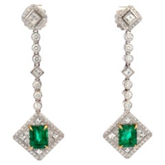 Stunning Diamond and Emerald Earrings GIA Certified