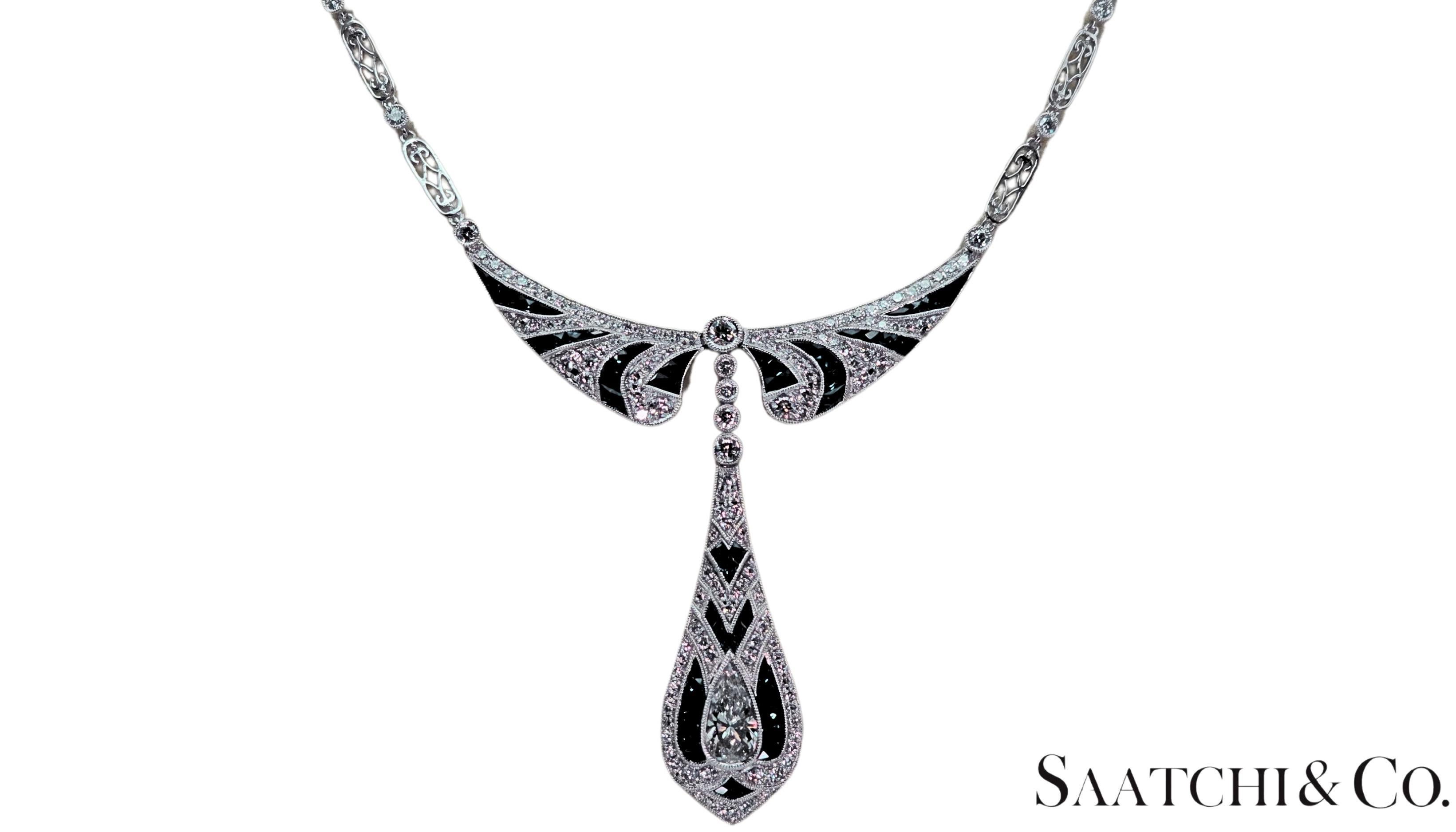 Collar elegante de diamantes y zafiros naturales certificados por GIA en platino 950 en venta 4