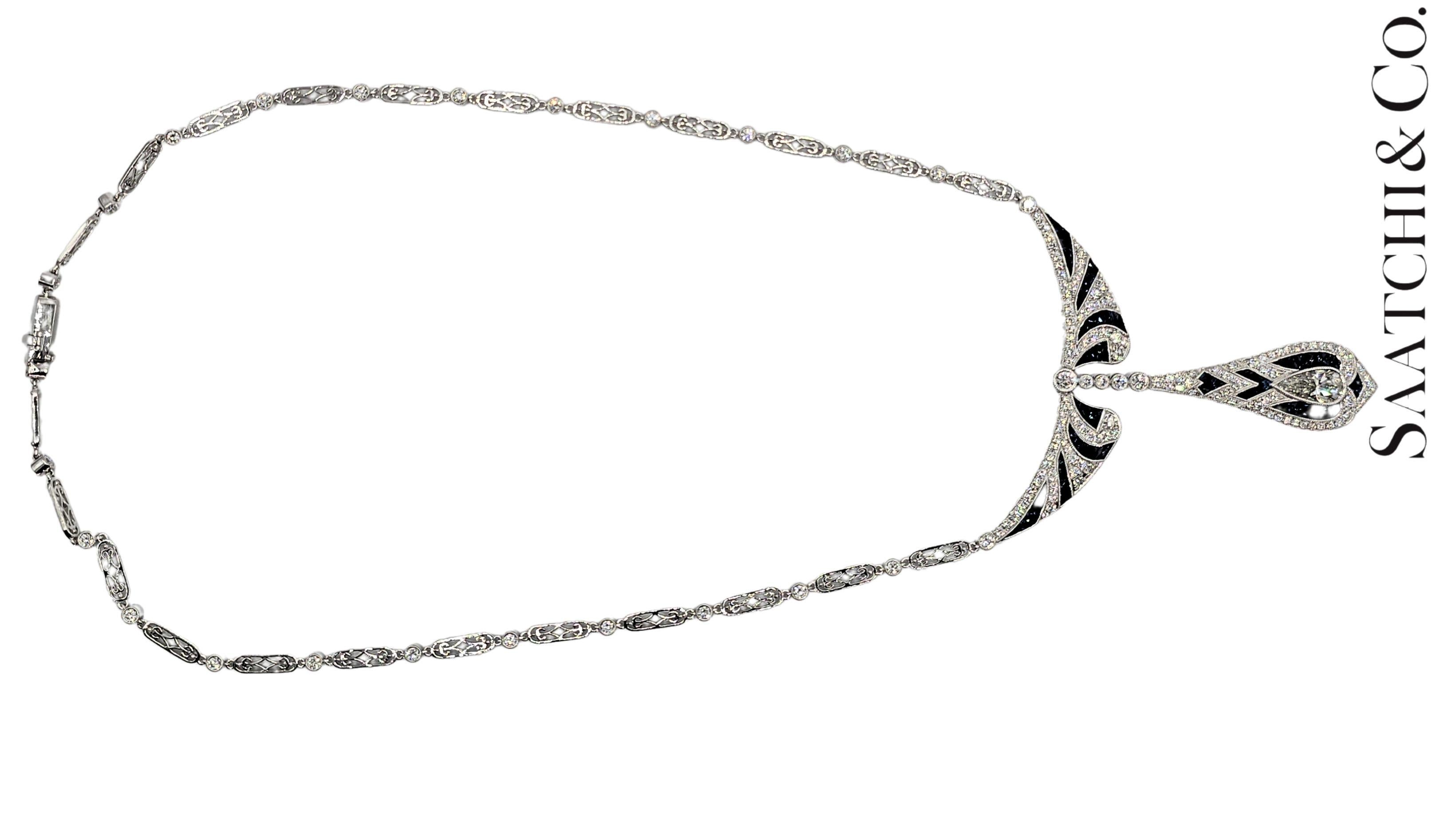 Collar elegante de diamantes y zafiros naturales certificados por GIA en platino 950 en venta 11