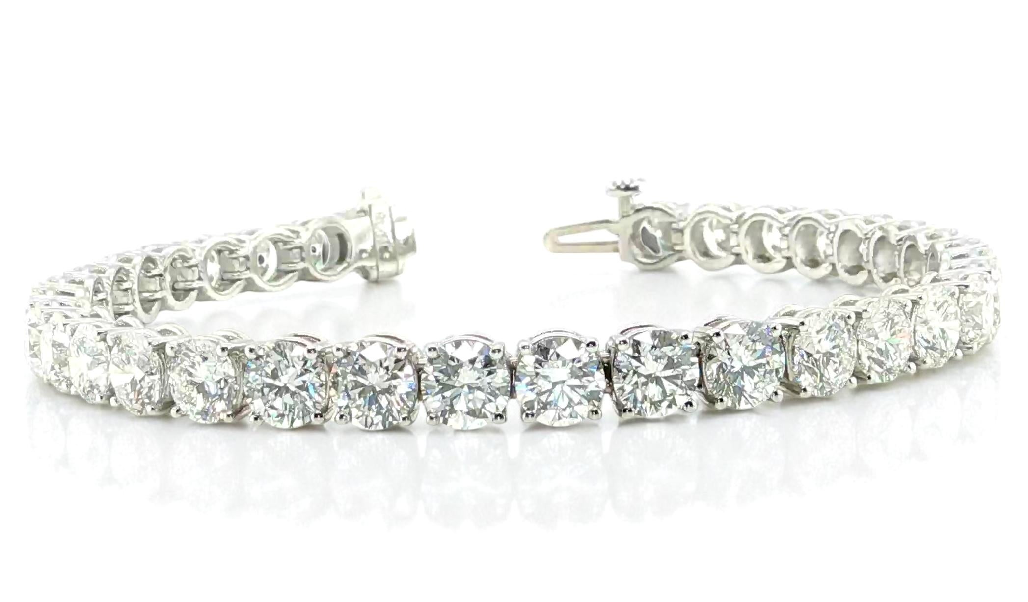 Pulsera de tenis de platino y diamantes con certificado GIA, 17,01 quilates en total, G-VS2 Artesano en venta