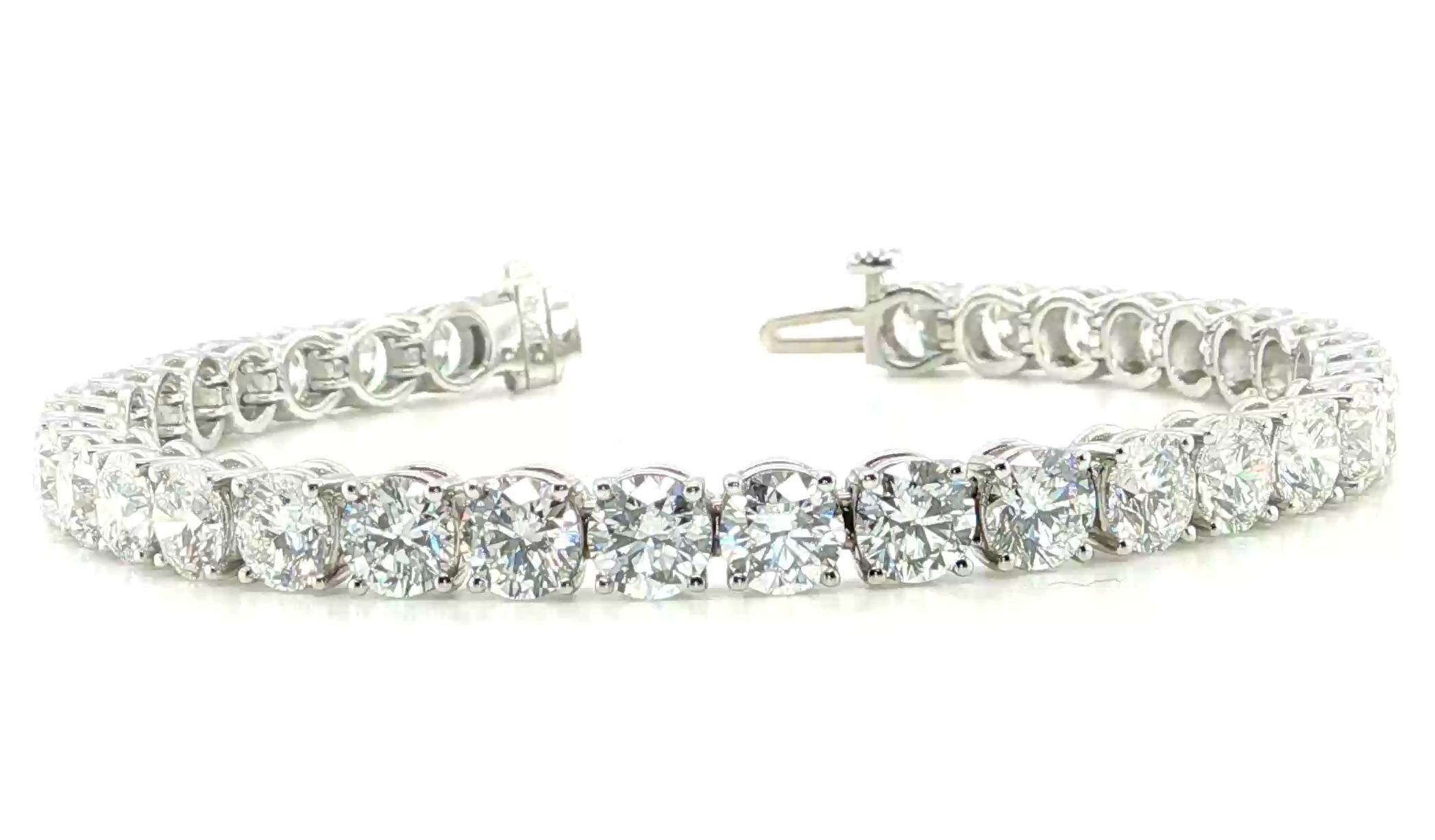 Pulsera de tenis de platino y diamantes con certificado GIA, 17,01 quilates en total, G-VS2 Corte redondo en venta