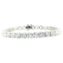 Bracciale da tennis in platino e diamanti certificati GIA, 17,01 carati totali, G-VS2