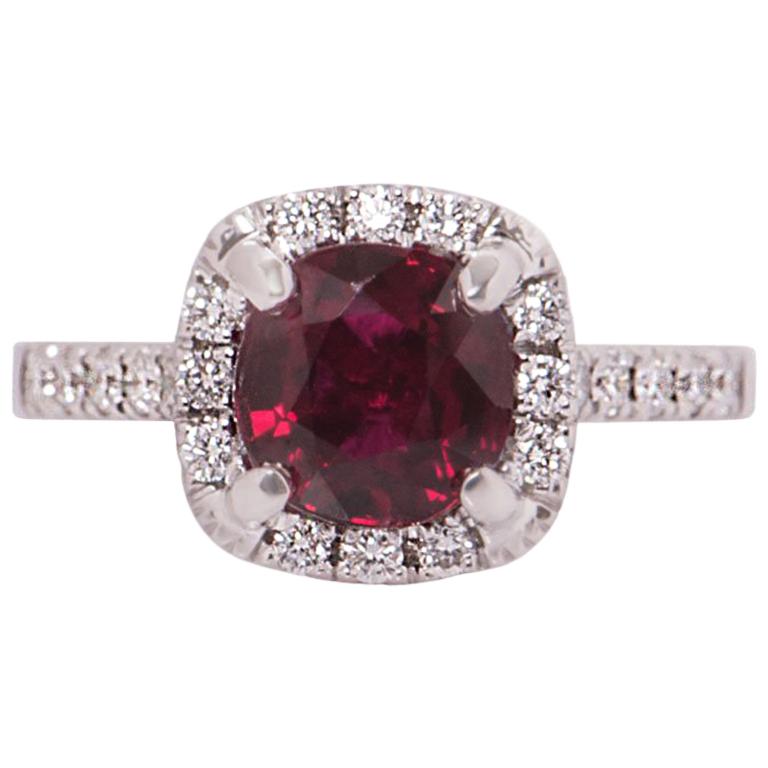 GIA Certified Diamond and Ruby Ring 2.54 Carat