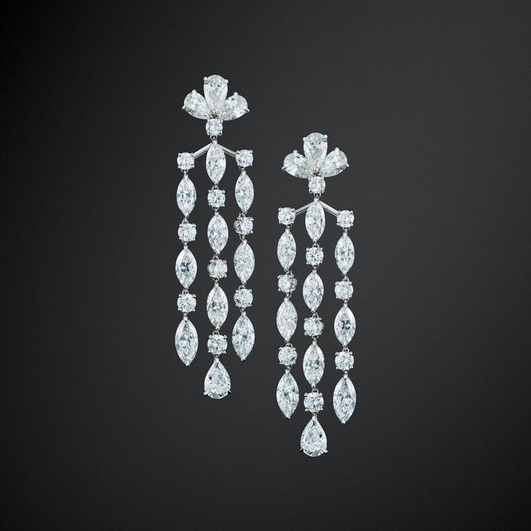 GIA Certified Diamond Chandelier Earrings For Sale at 1stDibs