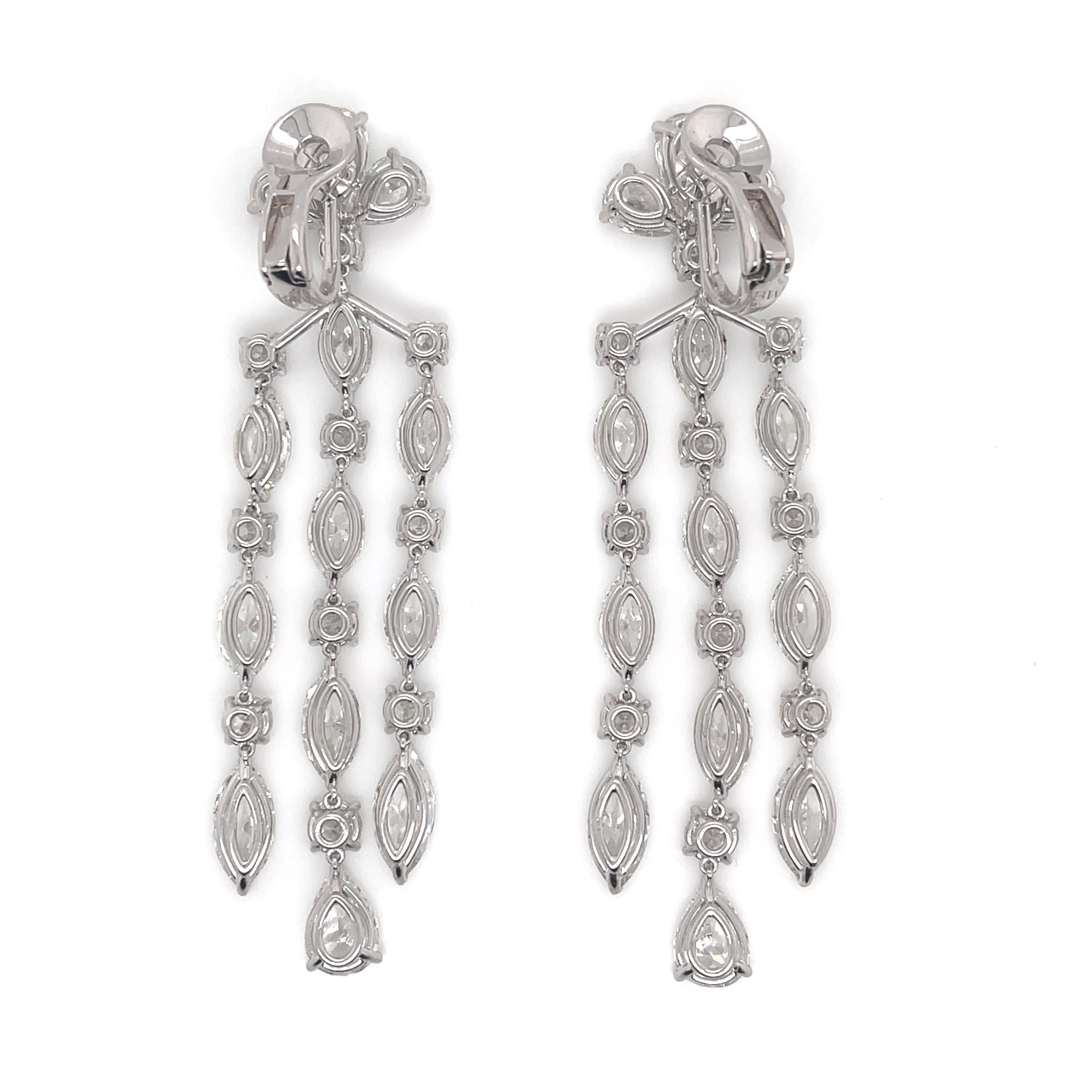 Contemporary GIA Certified Diamond Chandelier Earrings For Sale