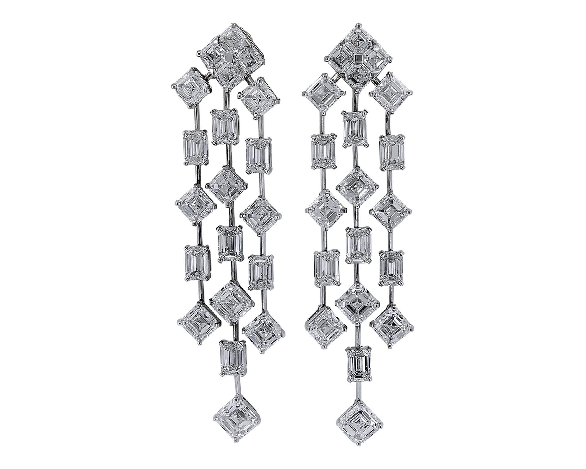 Mixed Cut Spectra Fine Jewelry GIA Certified Diamond Chandelier Earrings For Sale