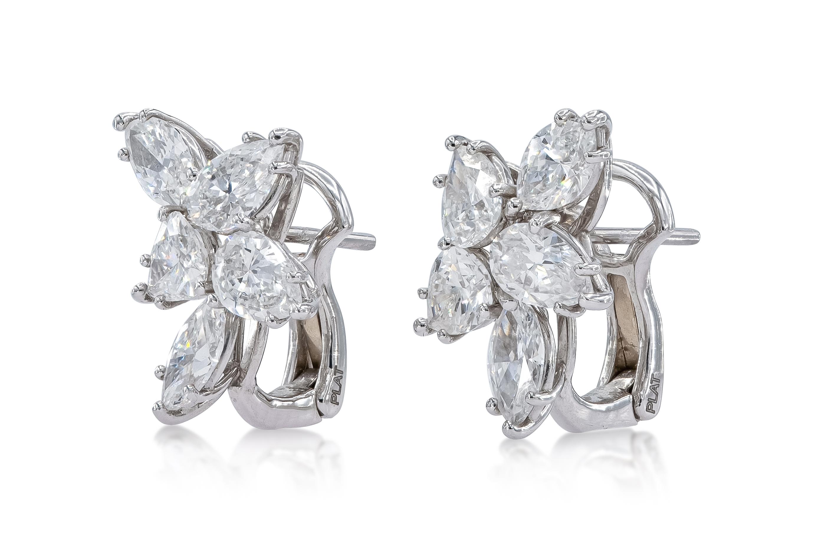 Modern GIA Certified Diamond Cluster Earrings For Sale