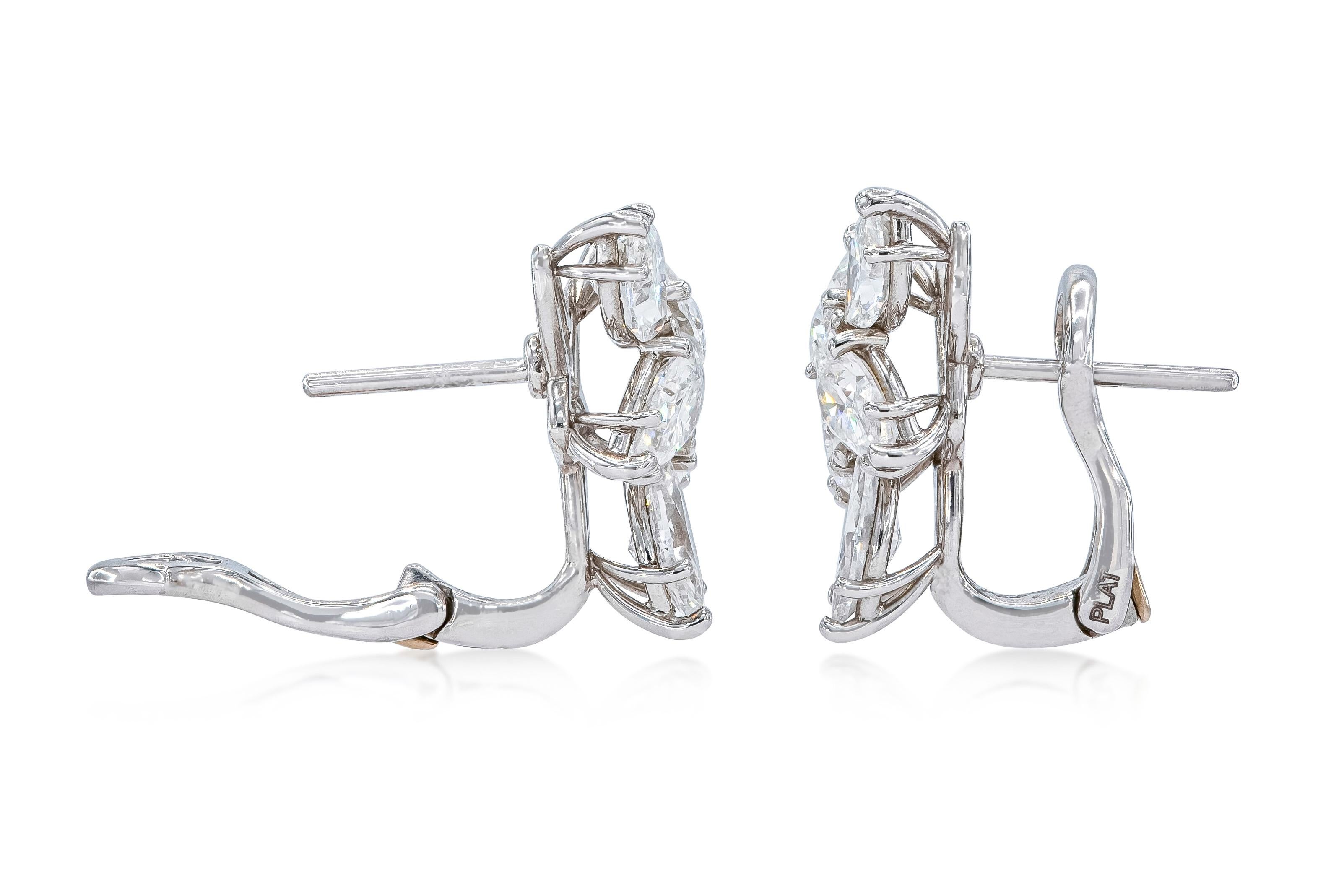 Pear Cut GIA Certified Diamond Cluster Earrings For Sale
