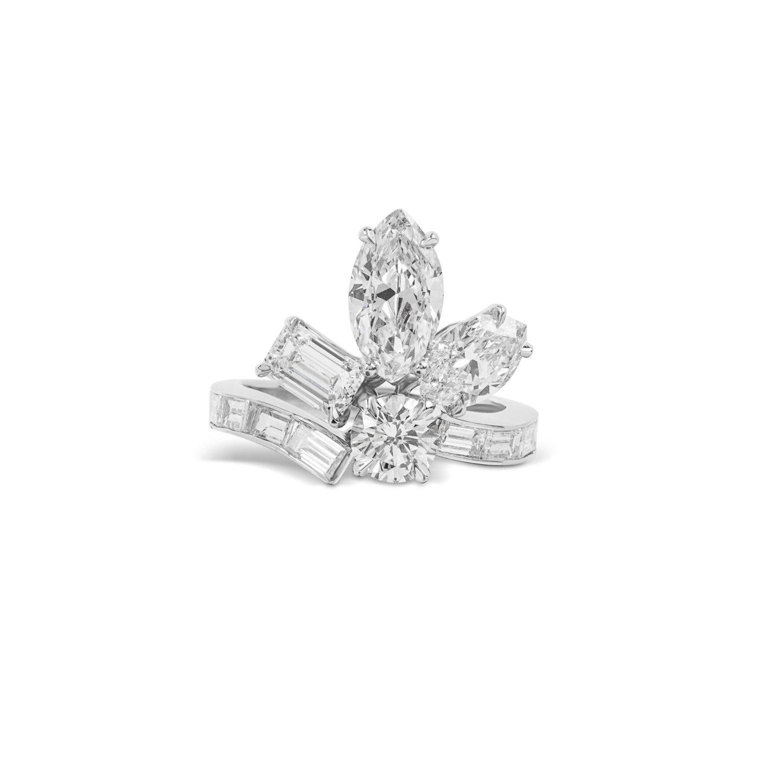 Mixed Cut GIA Certified Diamond Cluster Ring For Sale