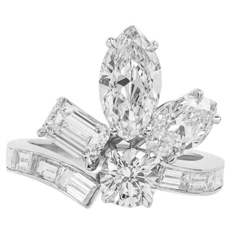 Bague grappe de diamants certifiée GIA en vente