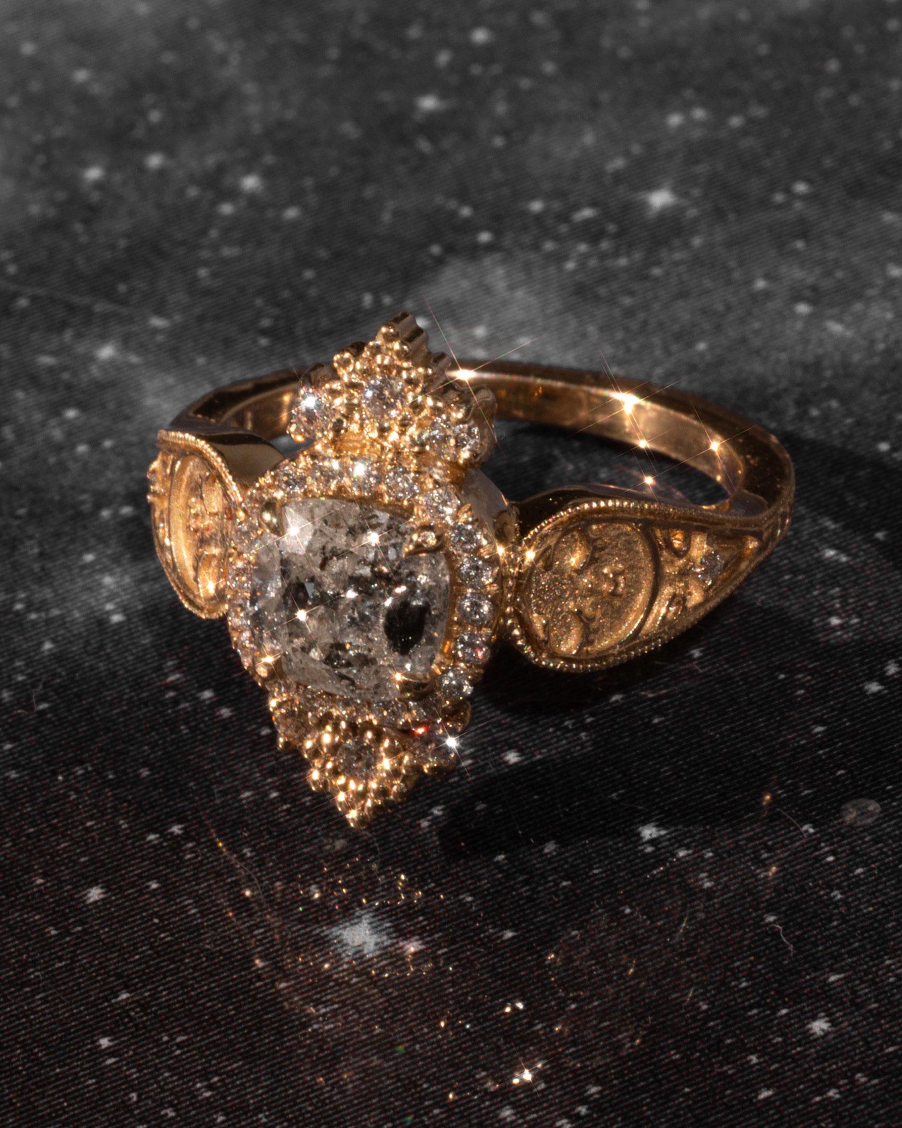 En vente :  Bague Dreamers de 1 carat de diamants certifiés GIA, taille coussin, pavé français 11