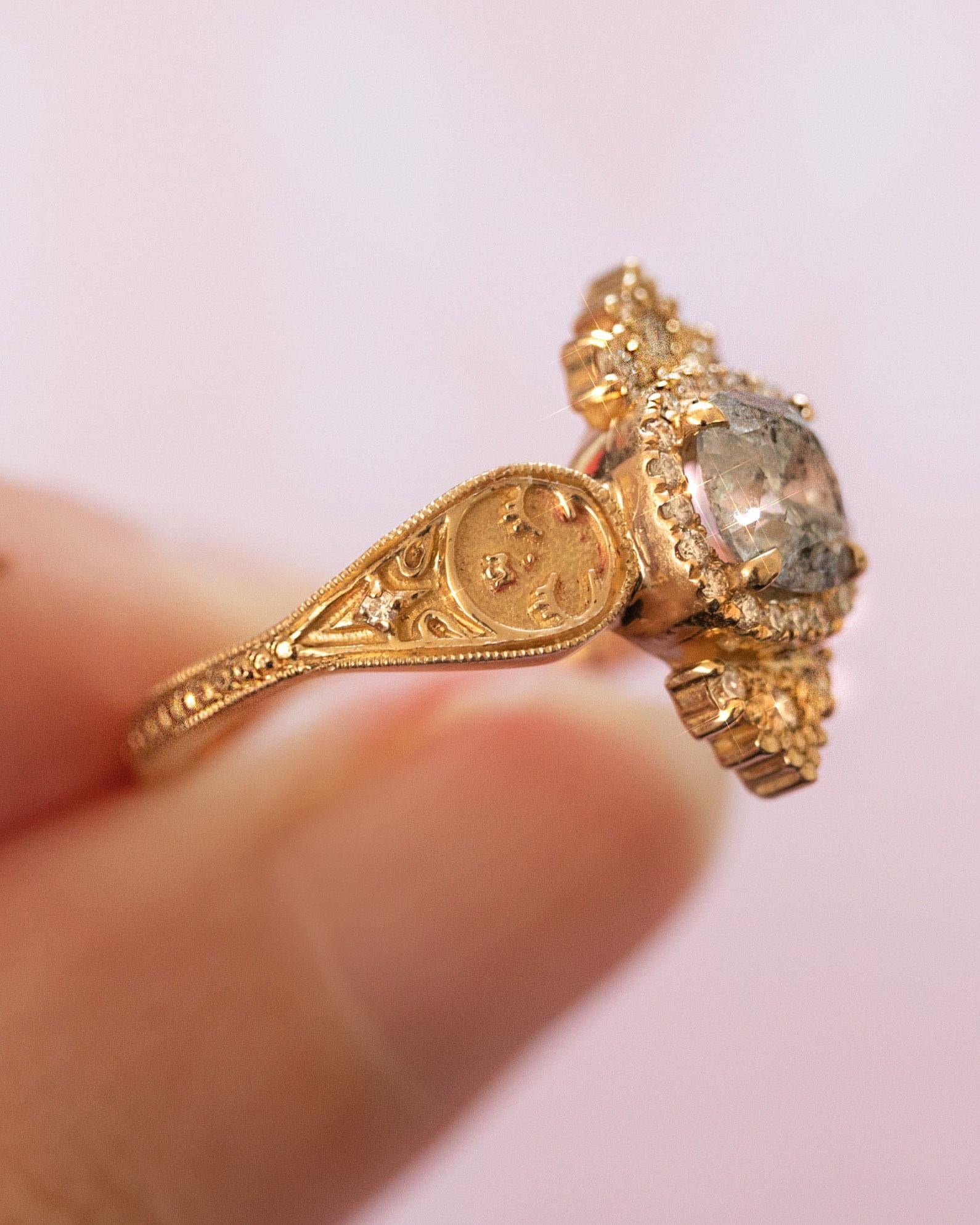 En vente :  Bague Dreamers de 1 carat de diamants certifiés GIA, taille coussin, pavé français 12