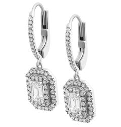 GIA Certified Diamond Earring with Emerald Cut Diamonds