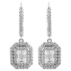 GIA Certified Diamond Earring with Emerald Cut Diamonds
