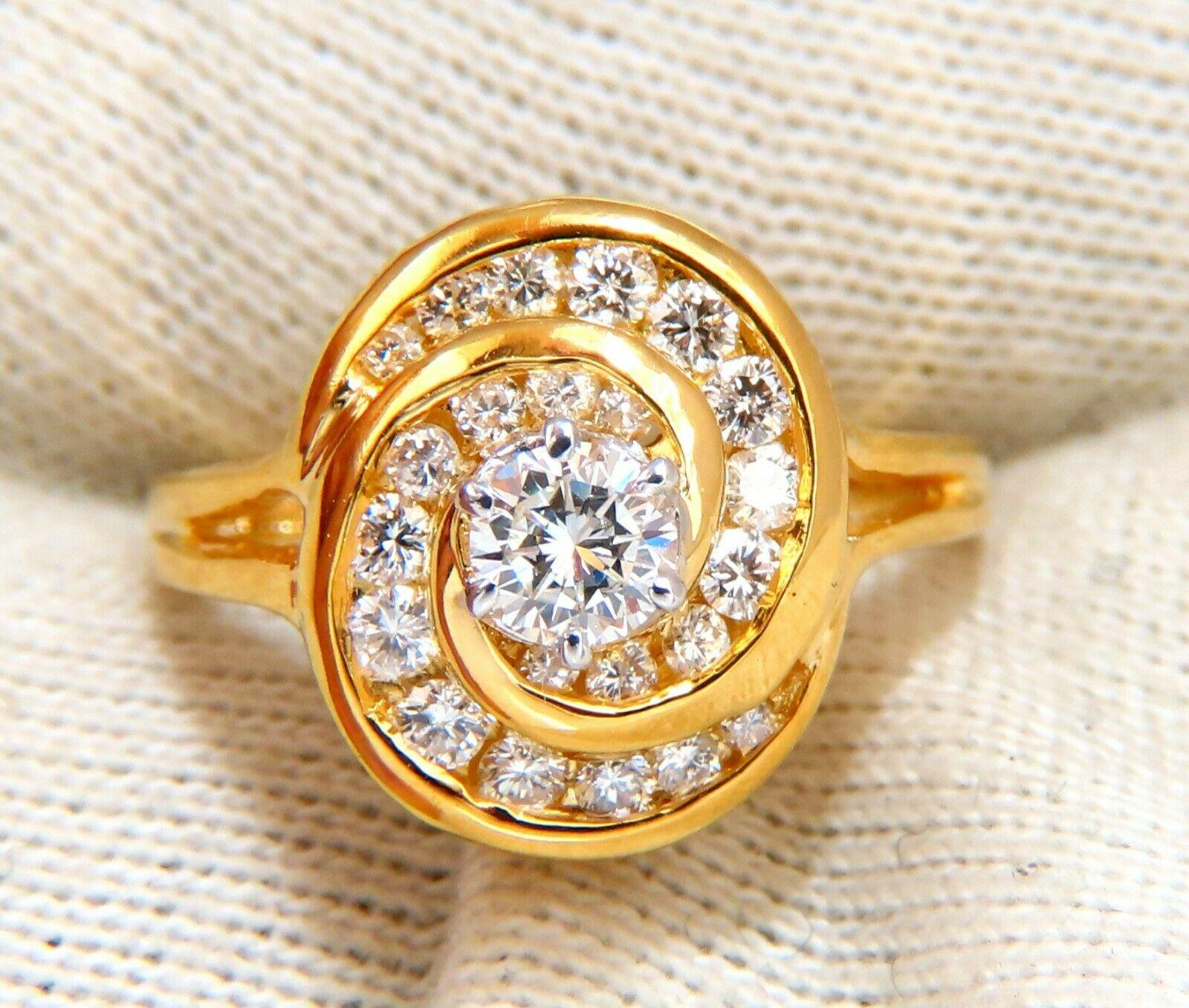 Women's or Men's GIA Certified Diamond Endless Swirl Cluster Ring 14 Karat For Sale