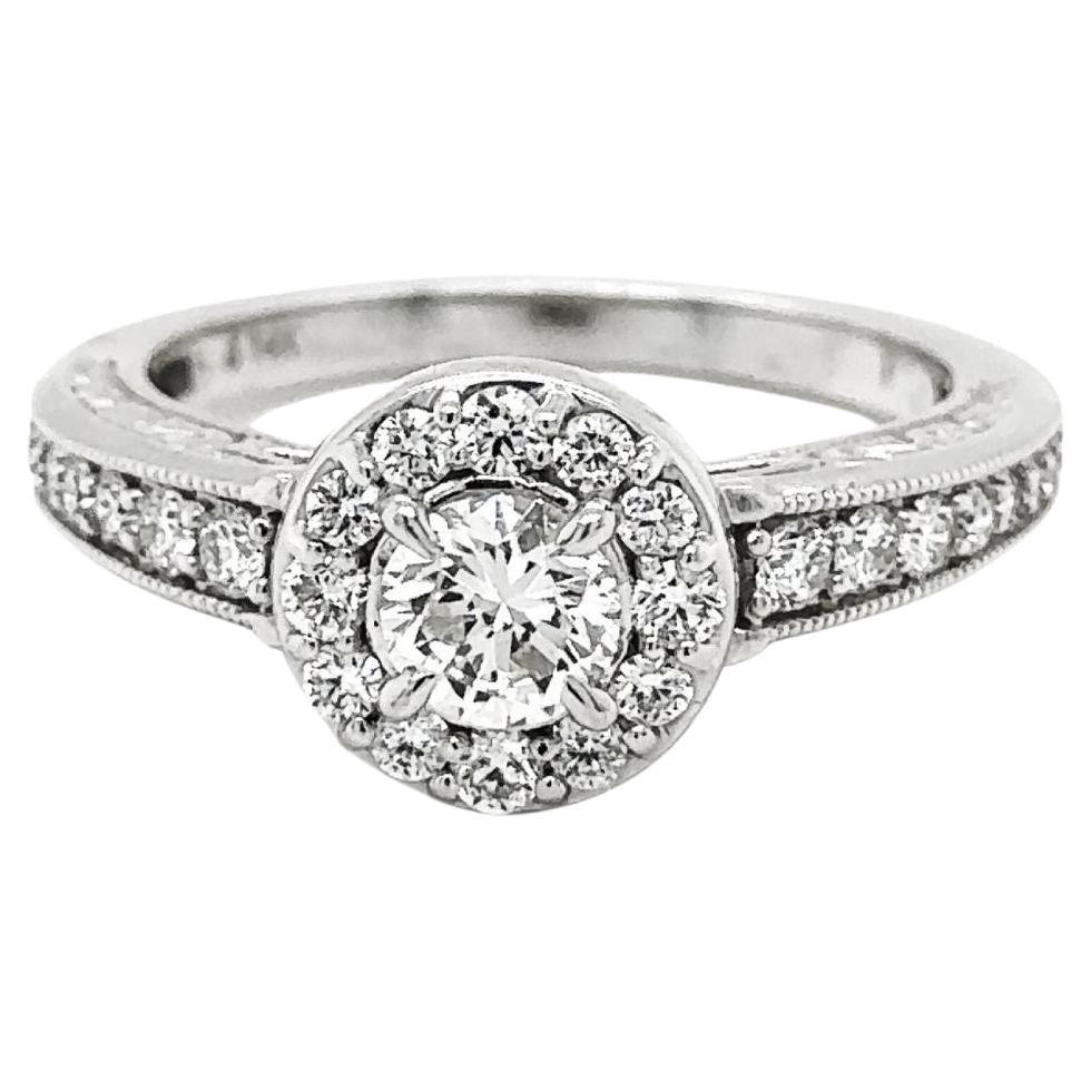 GIA Certified Diamond Engagement Ring 0.43 Carat 14 Karat White Gold For Sale
