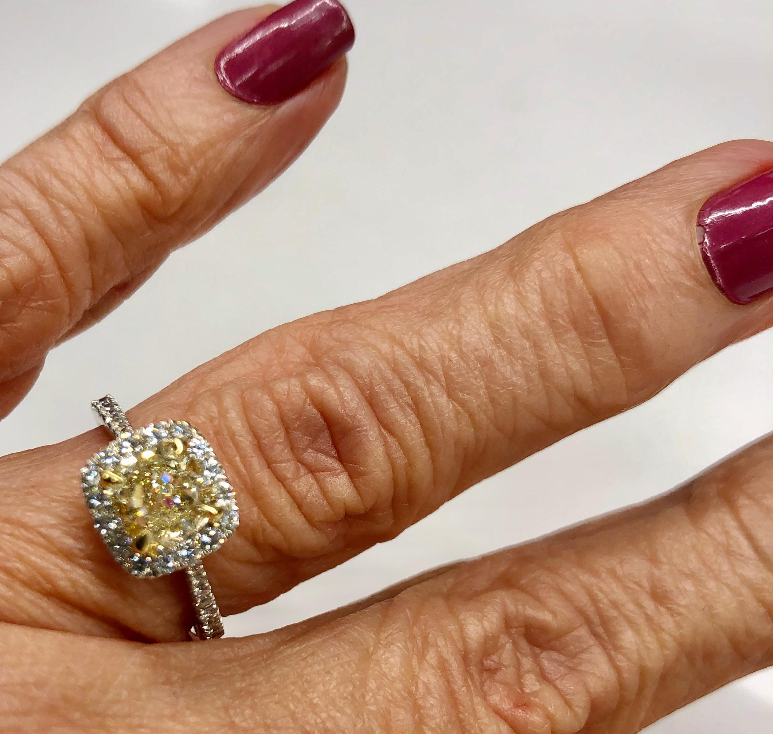 GIA Certified 1.55 Carat Cushion-Cut Diamond Engagement Ring In Excellent Condition In Houston, TX