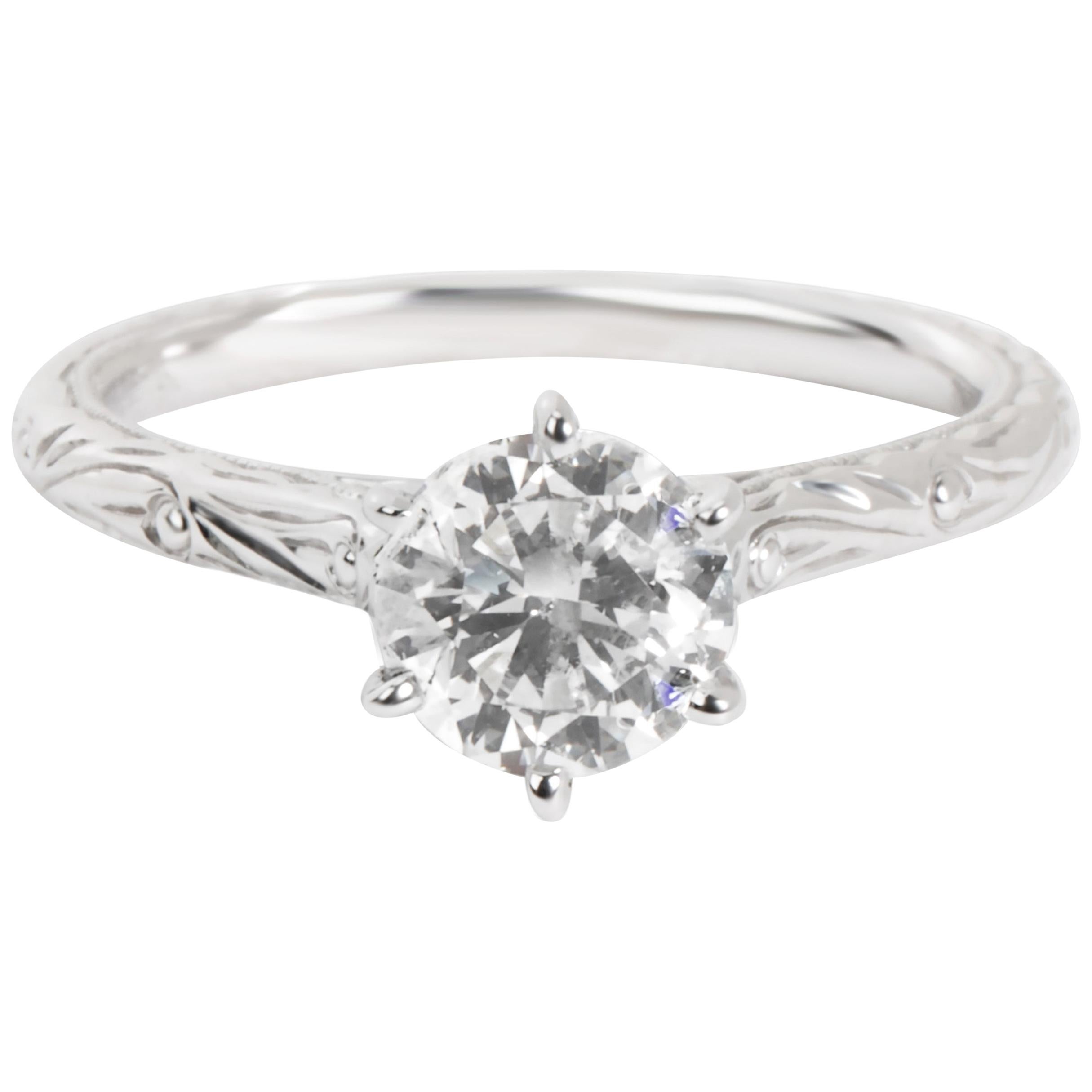GIA Certified Diamond Engagement Ring in 14 Karat White Gold 1.01 Carat