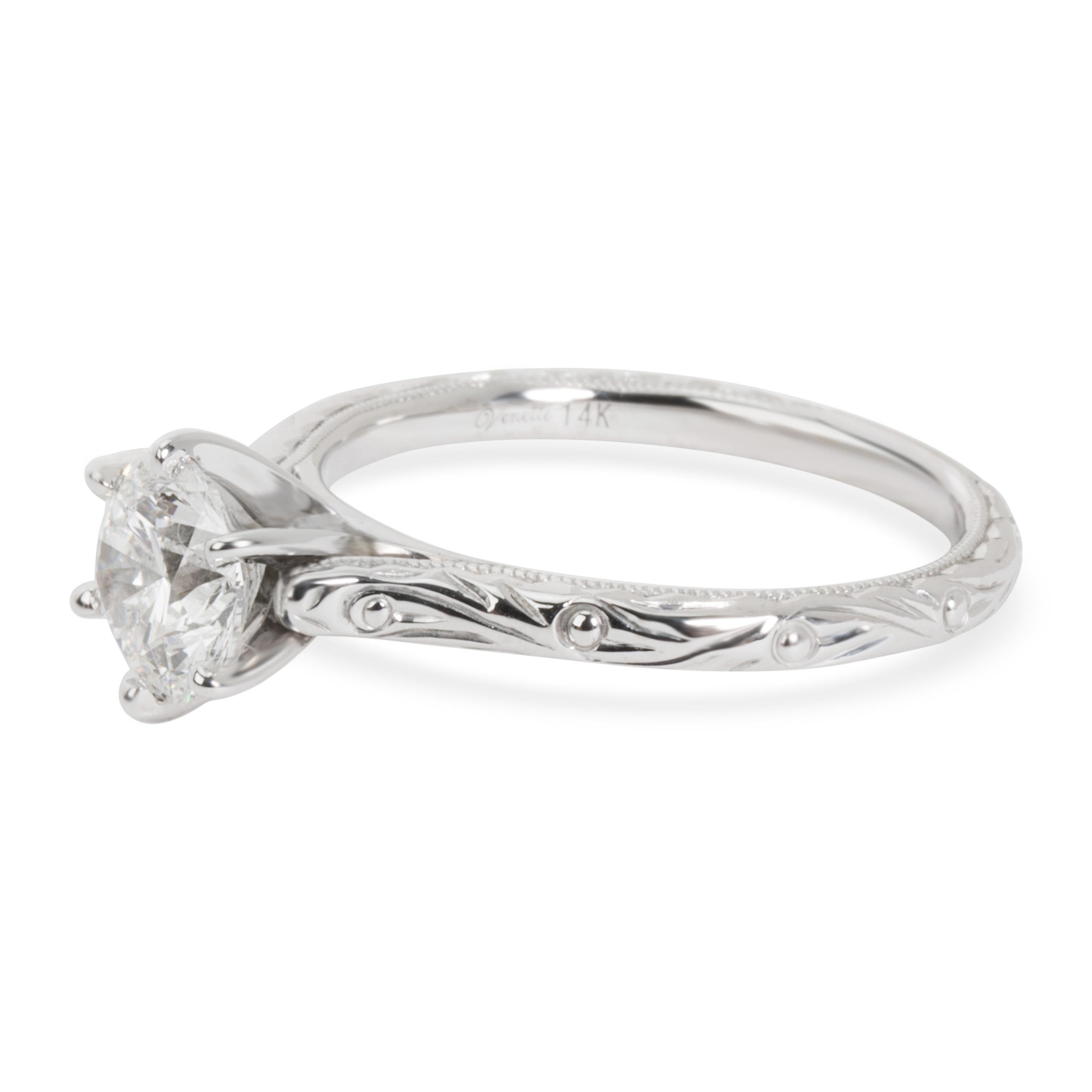 Round Cut GIA Certified Diamond Engagement Ring in 14 Karat White Gold 1.01 Carat