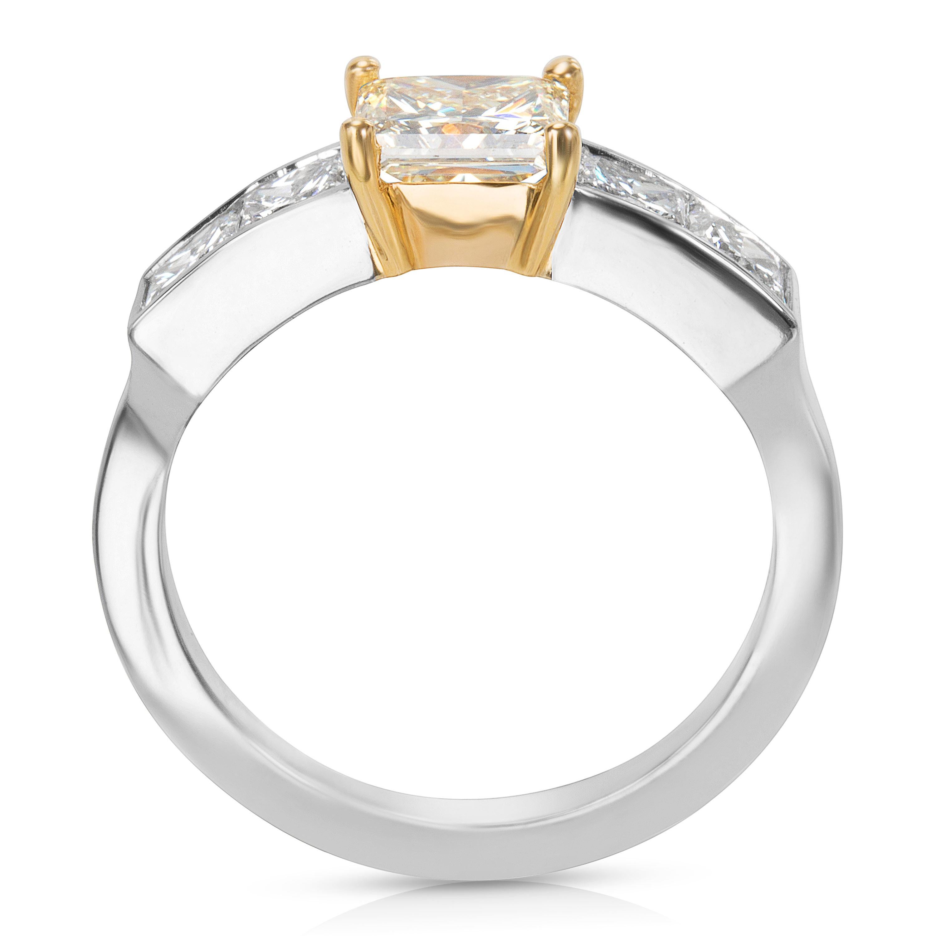 Princess Cut GIA Certified Diamond Engagement Ring in 18 Karat YG and Plat 2.13 Carat