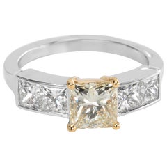 GIA Certified Diamond Engagement Ring in 18 Karat YG and Plat 2.13 Carat