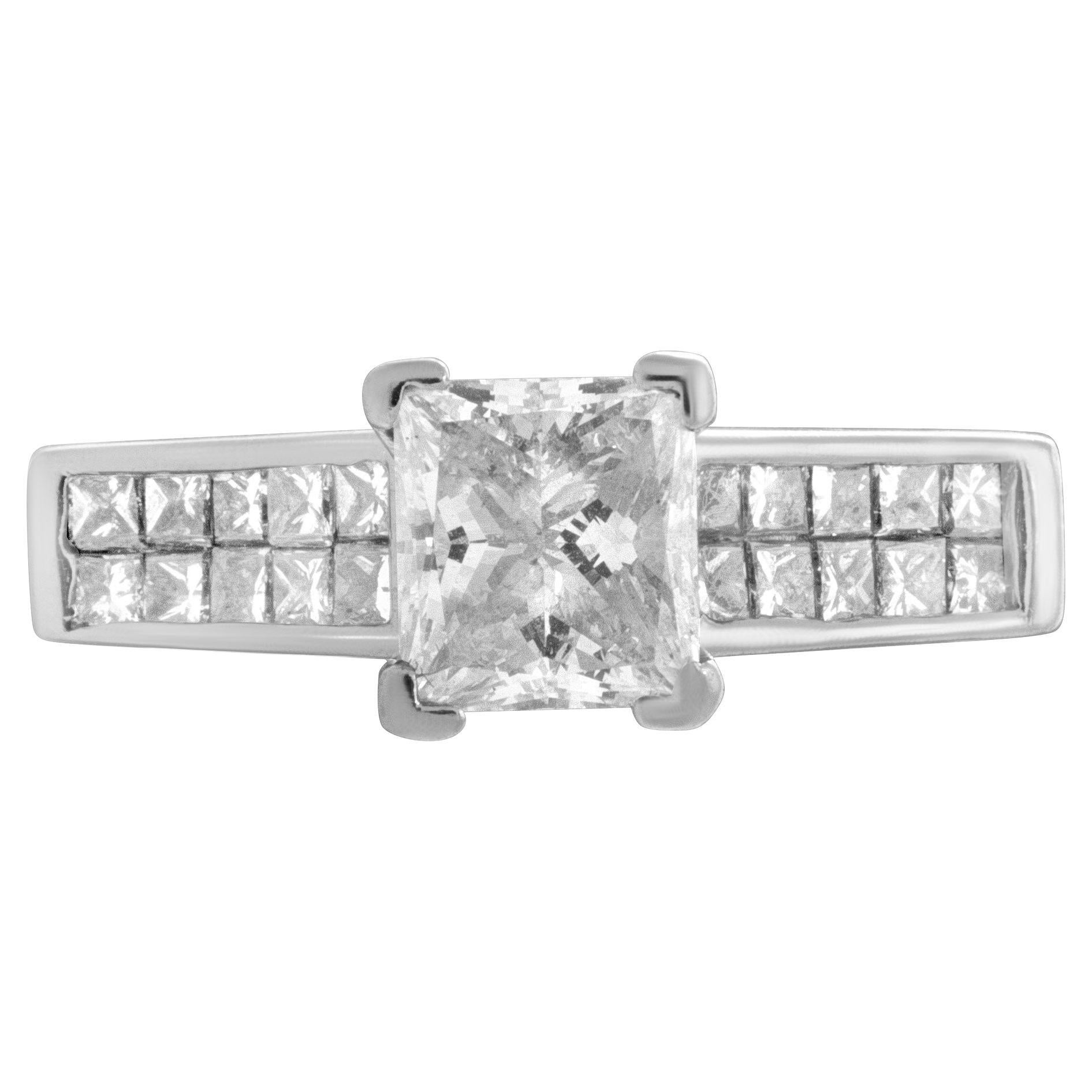 GIA Certified Diamond Engagement Ring with 1.01cts Rectangular Diamond For Sale