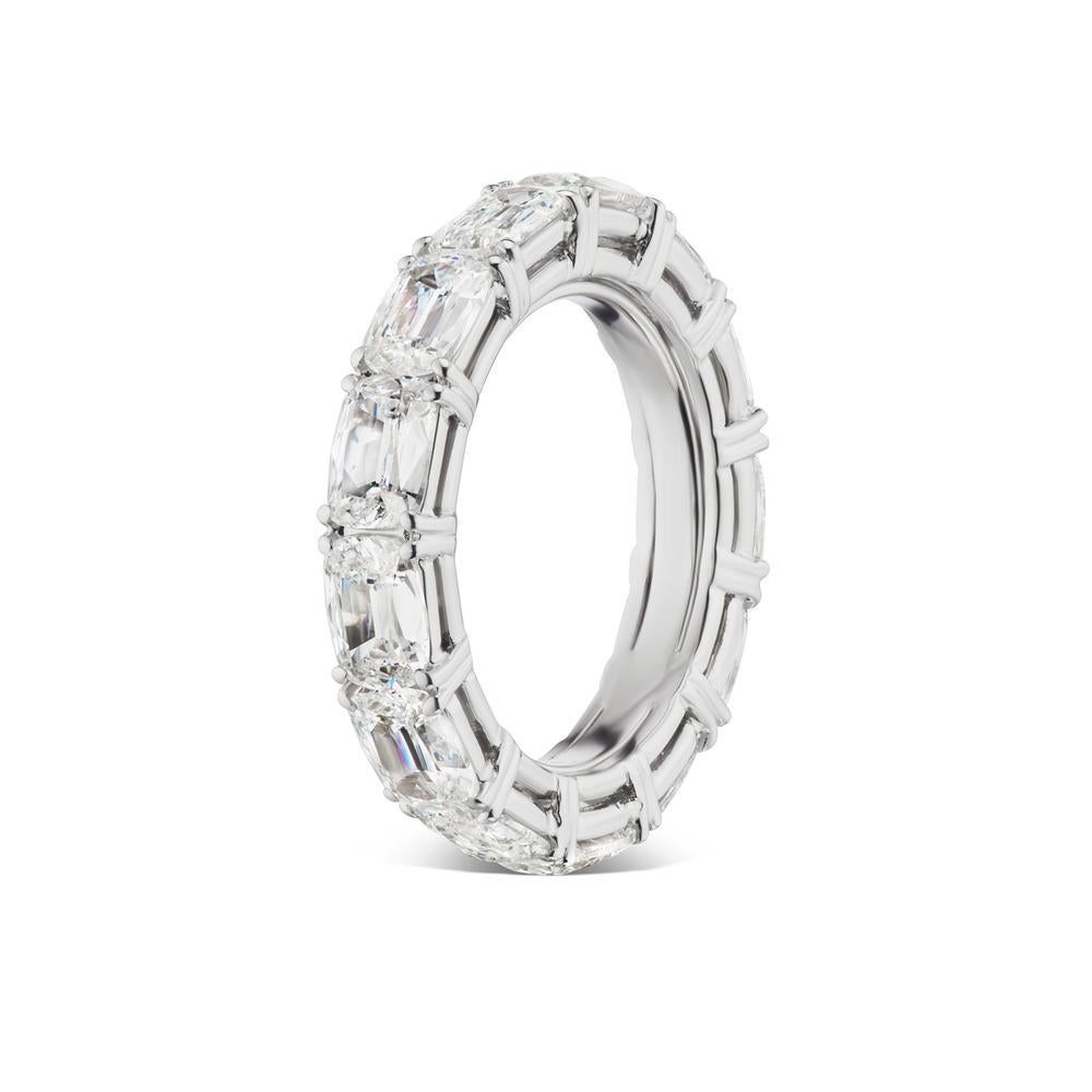 Platinum 5.0ct GIA Certified Diamond Eternity Band

A continuous circle of Fancy shape diamonds gives this 5 ct Eternity ring a modern sophisticated look. Works beautifully as a wedding ring or
anniversary gift. The 13 diamonds are GIA Certified and