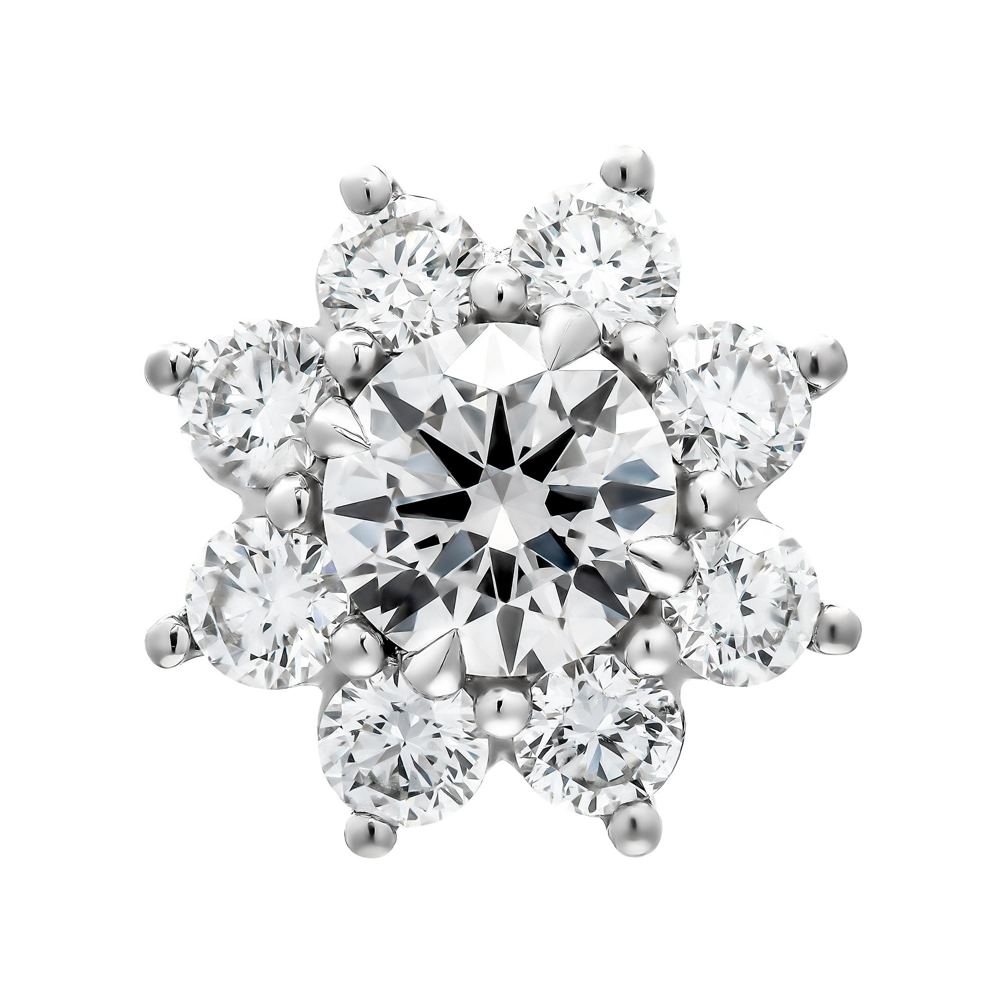 Round Cut GIA Certified Diamond Flower Cluster Earrings