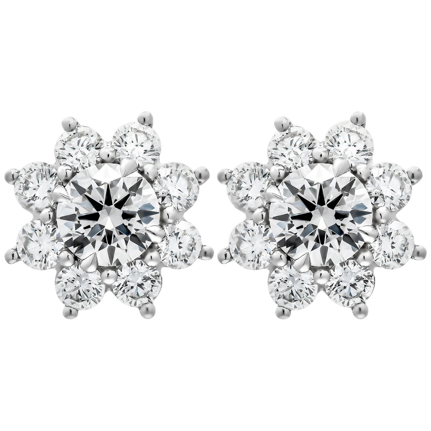 GIA Certified Diamond Flower Cluster Earrings