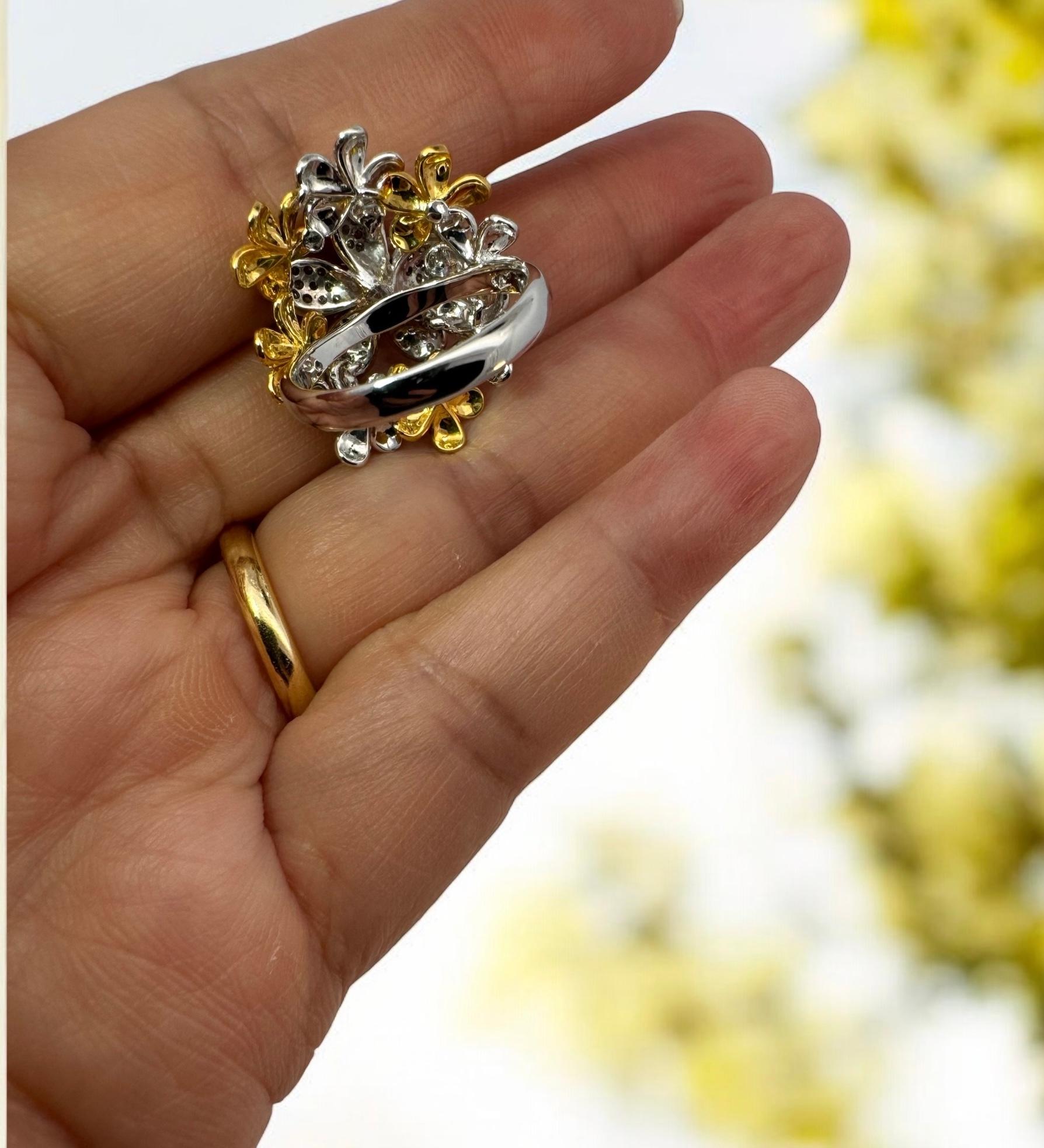 GIA Certified Diamond Flower Dress Ring For Sale 3