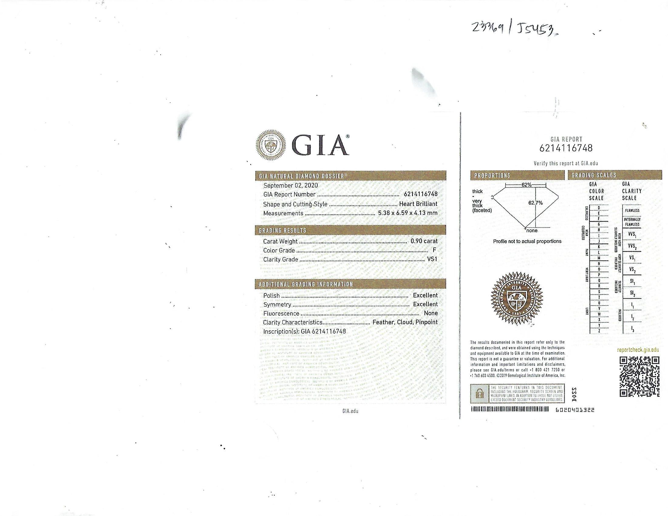 Contemporary GIA Certified Diamond Heart Shape Pendant Set in 18kwg