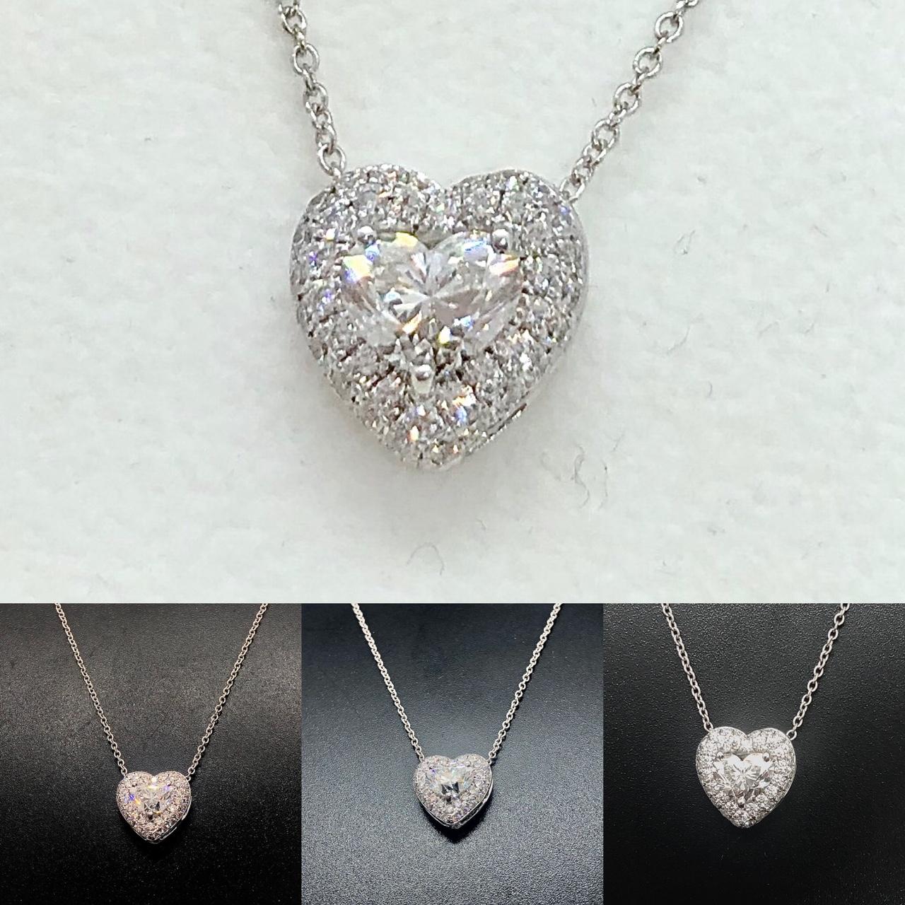 Women's GIA Certified Diamond Heart Shape Pendant Set in 18kwg