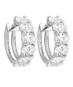 GIA Certified Diamond Hoop Earrings with Oval Stones