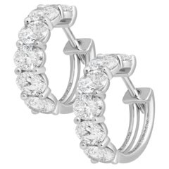 GIA Certified Diamond Hoop Earrings with Oval Stones